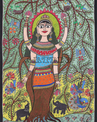 Folk Art Madhubani Painting Mithila Ethnic Artwork 1007