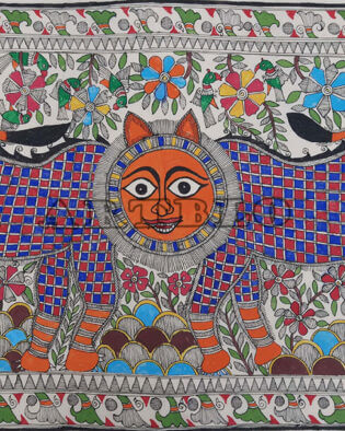 Folk Art Madhubani Painting Mithila Ethnic Artwork 1009