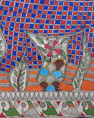 Folk Art Madhubani Painting Mithila Ethnic Artwork 1009