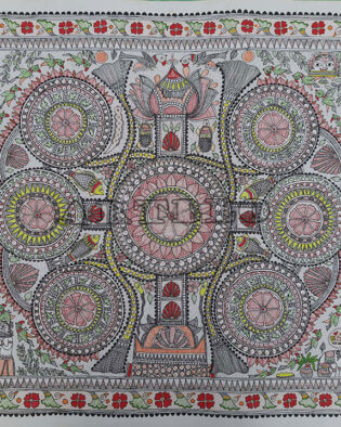 Folk Art Madhubani Painting Mithila Ethnic Kohbar Artwork 1011